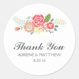 Simply Floral Dank u Trouwstickers Ronde Sticker
