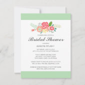 Simply Floral & Stripes Bridal Shower Uitnodiging (Voorkant)