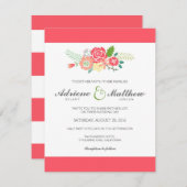 Simply Floral & Stripes bruiloft uitnodiging / kor (Voorkant / Achterkant)