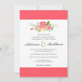 Simply Floral & Stripes bruiloft uitnodiging / kor (Voorkant)