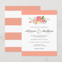 Simply Floral & Stripes bruiloft uitnodiging / per