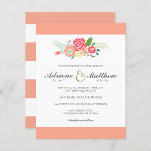 Simply Floral & Stripes bruiloft uitnodiging / per