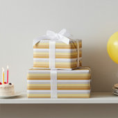 Simply Gold to Silver Stripes Wrapping Paper Cadeaupapier