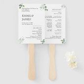 Simply Greenery Wedding Program Invitation Handwaaier (Voorkant en achterkant)
