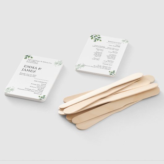 Simply Greenery Wedding Program Invitation Handwaaier (Niet-gemonteerd)