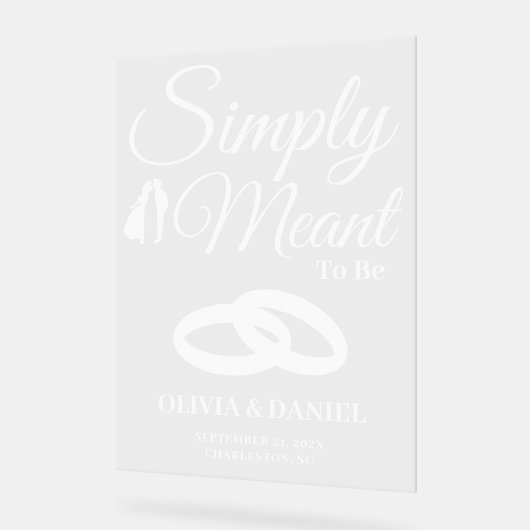 Simply Meant to Be Wedding Welcome Acryl Bord (Hoek)