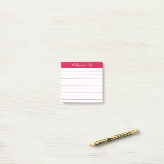 Simply Modern Cherry Red Personalized Lined Post-it® Notes (Op bureau)