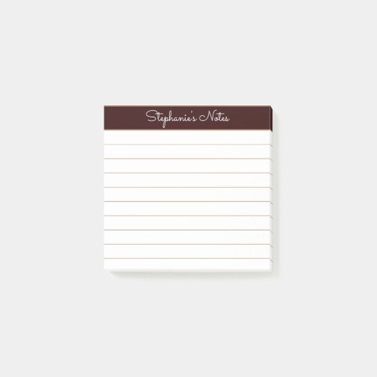 Simply Modern Chocolate Brown Personalized Lined Post-it® Notes (Voorkant)