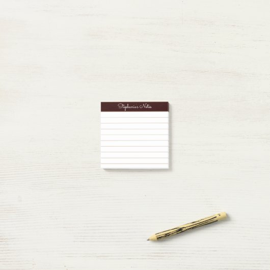 Simply Modern Chocolate Brown Personalized Lined Post-it® Notes (Op bureau)