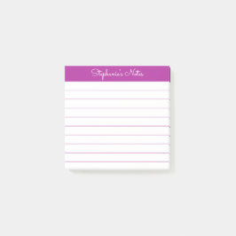 Simply Modern Dark Pink Personalized Lined Post-it® Notes