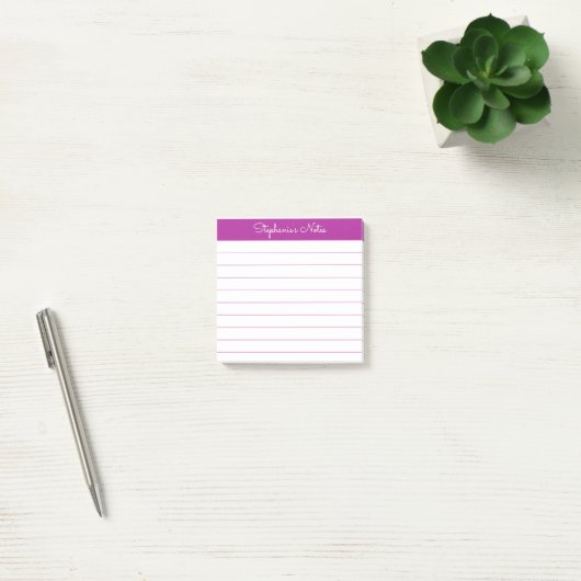 Simply Modern Dark Pink Personalized Lined Post-it® Notes (Kantoor)