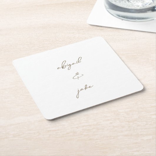 Simply Modern Gold Script Names Wedding Kartonnen Onderzetters (Schuin)