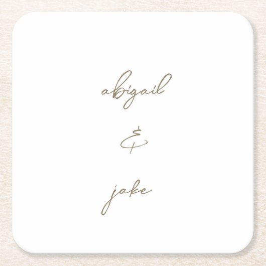 Simply Modern Gold Script Names Wedding Kartonnen Onderzetters (Voorkant)
