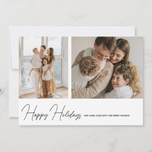 Simply Modern Happy Holidays Script 2 Foto Feestdagenkaart (Voorkant)