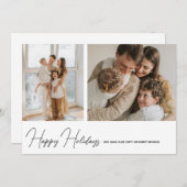Simply Modern Happy Holidays Script 2 Foto Feestdagenkaart (Voorkant / Achterkant)