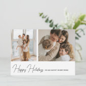 Simply Modern Happy Holidays Script 2 Foto Feestdagenkaart (Staand voorkant)