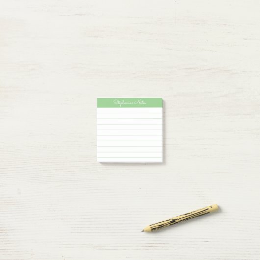 Simply Modern Sage Green Personalized Lined Post-it® Notes (Op bureau)