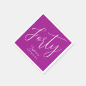 Simply Modern Script Donker Roze 40e Verjaardagsfe Servet (Hoek)