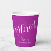 Simply Modern Script Donker Roze Pensioen Papieren Bekers (Voorkant)
