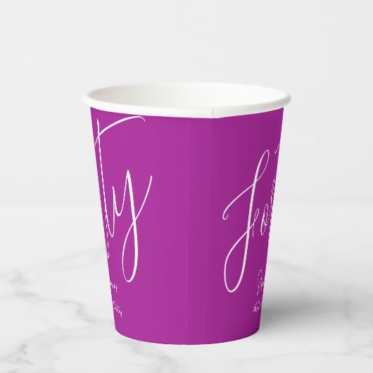Simply Modern Script Donkerroze 40e verjaardag Papieren Bekers (Rechts)
