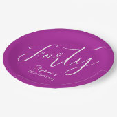 Simply Modern Script Donkerroze 40e verjaardag Papieren Bordje (Gekanteld)