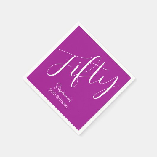 Simply Modern Script Donkerroze 50ste verjaardag Servet (Hoek)