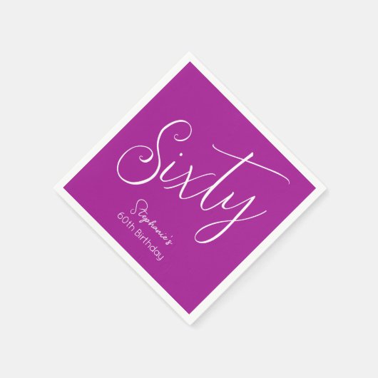 Simply Modern Script Donkerroze 60ste verjaardag Servet (Hoek)