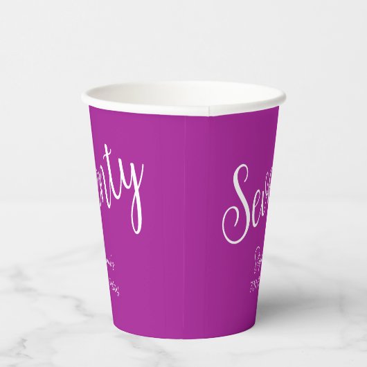 Simply Modern Script Donkerroze 70ste verjaardag Papieren Bekers (Rechts)