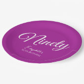 Simply Modern Script Donkerroze 90ste verjaardag Papieren Bordje (Gekanteld)