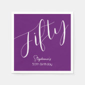 Simply Modern Script Herfst Paars 50ste Verjaardag Servet (Voorkant)