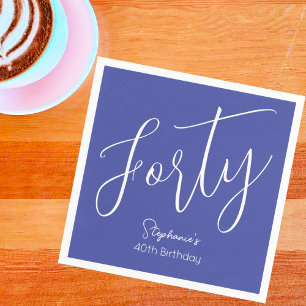 Simply Modern Script Lavendel Paarse 40e Verjaarda Servet