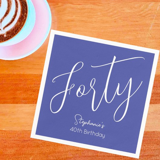 Simply Modern Script Lavendel Paarse 40e Verjaarda Servet