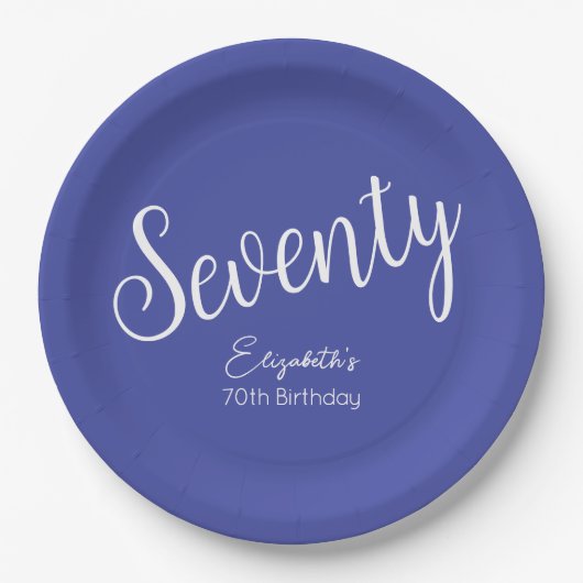 Simply Modern Script Lavendel Paarse 70e Verjaarda Papieren Bordje (Voorkant)