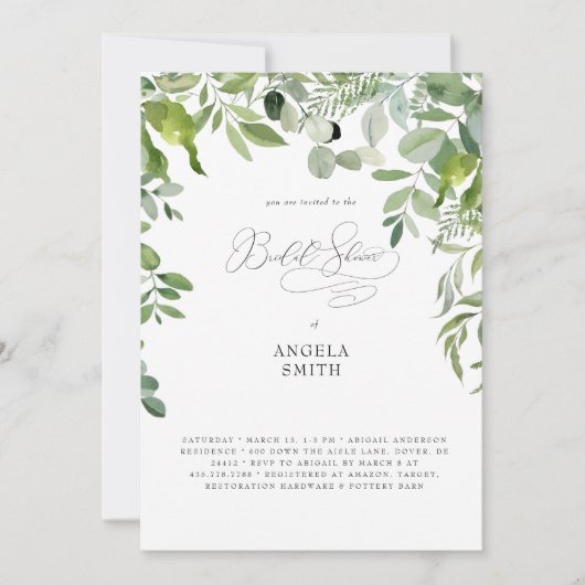 Simply Organic Greenery Bruidsfeest Kaart (Voorkant)