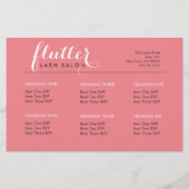 Simply Pink Lash Salon Foto Prijslijst Menu Flyer (Achterkant)