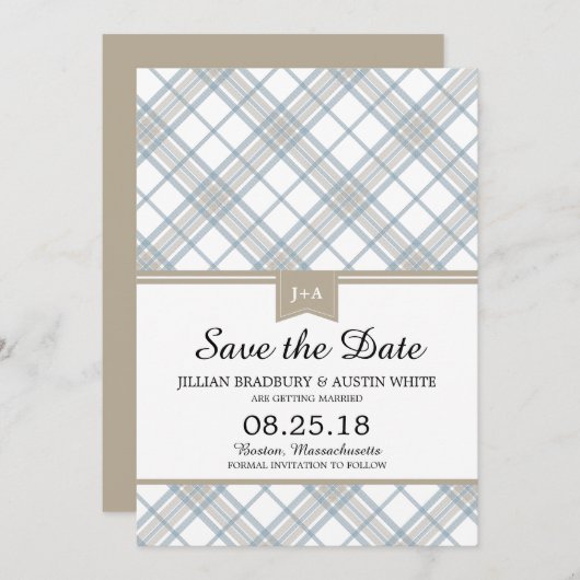 Simply Plaid | Bewaar de datum Save The Date (Voorkant / Achterkant)