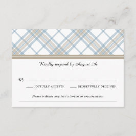 Simply Plaid Blauw & Tan Trouw RSVP Kaartje