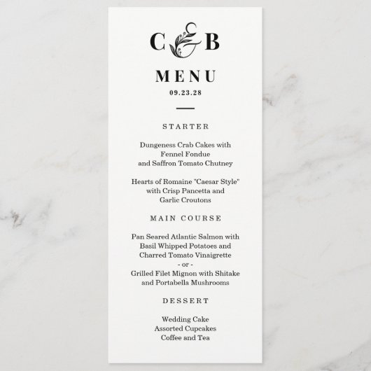 Simply Splendid BEWERKBAAR KLEUR Bruiloft Menu Kaa (Voorkant)