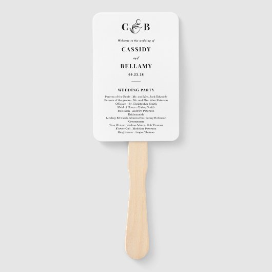 Simply Splendid BEWERKBAAR KLEUR bruiloft programm Handwaaier (Voorkant)