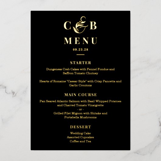 Simply Splendid ECHTE FOLIE Elegant Menu Kaart (Voorkant)