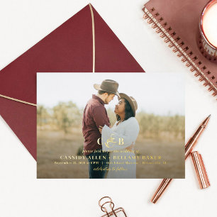 Simply Splendid FOLIE Monogram Foto Bruiloft Folie Uitnodiging