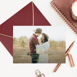 Simply Splendid FOLIE Monogram Foto Bruiloft Uitnodiging