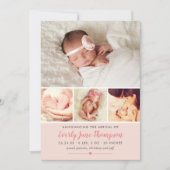 Simply Sweet Blush Baby Meisje Foto Collage Geboor Aankondiging (Voorkant)