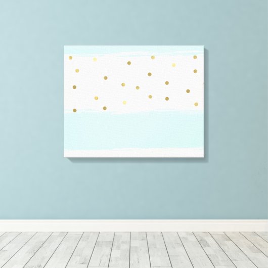 Simply Sweet Peach Mint Gold Stripes Confetti Canvas Afdruk (Insitu (Houten vloer))