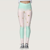 Simply Sweet Peach Mint Gold Stripes Confetti Leggings (Voorkant)