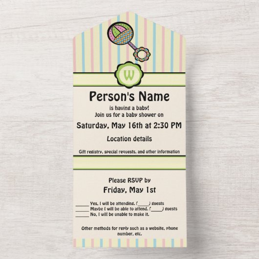 Simply Sweet Rattle All-in-One uitnodiging (Binnen)