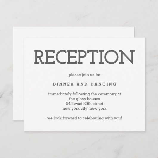 Simply Timeless EDITABLE COLOR Reception Kaart (Voorkant / Achterkant)