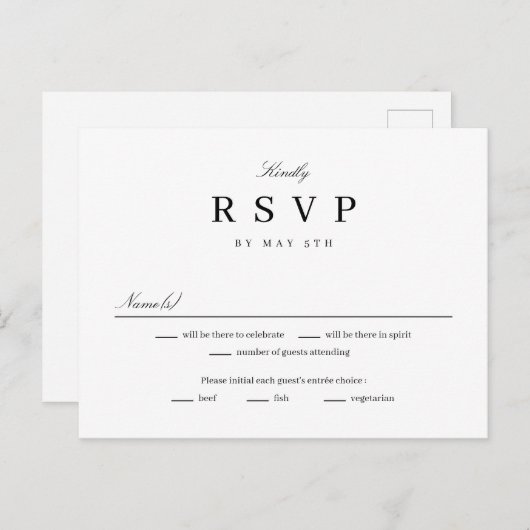 Simply United EDITABLE COLOR RSVP Reply Kaart (Voorkant / Achterkant)