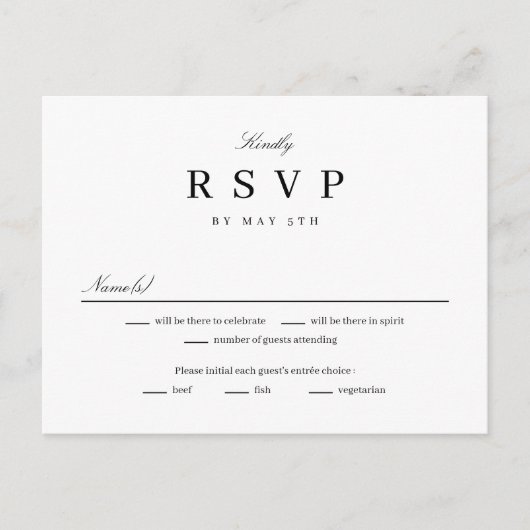 Simply United EDITABLE COLOR RSVP Reply Kaart (Voorkant)