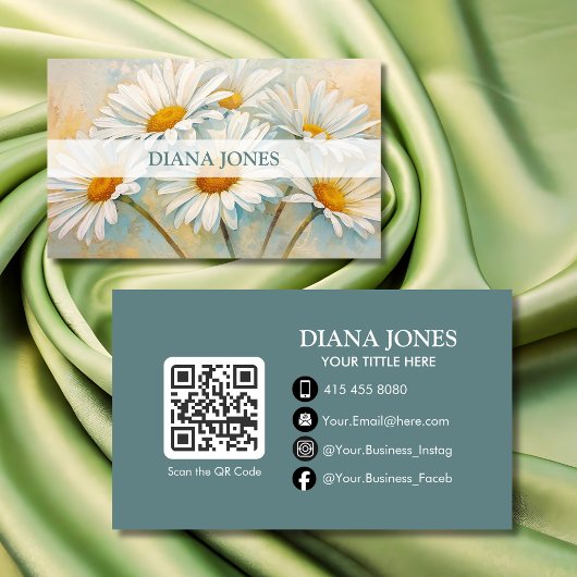 Simply Watercolor Flowers Floral qr code logo Visitekaartje